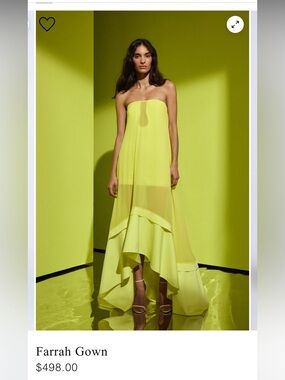BCBG Lime Strapless High-Low Chiffon Dress